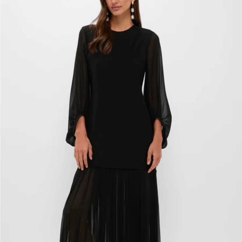 Black Chiffon Pleated Lorraine Dress